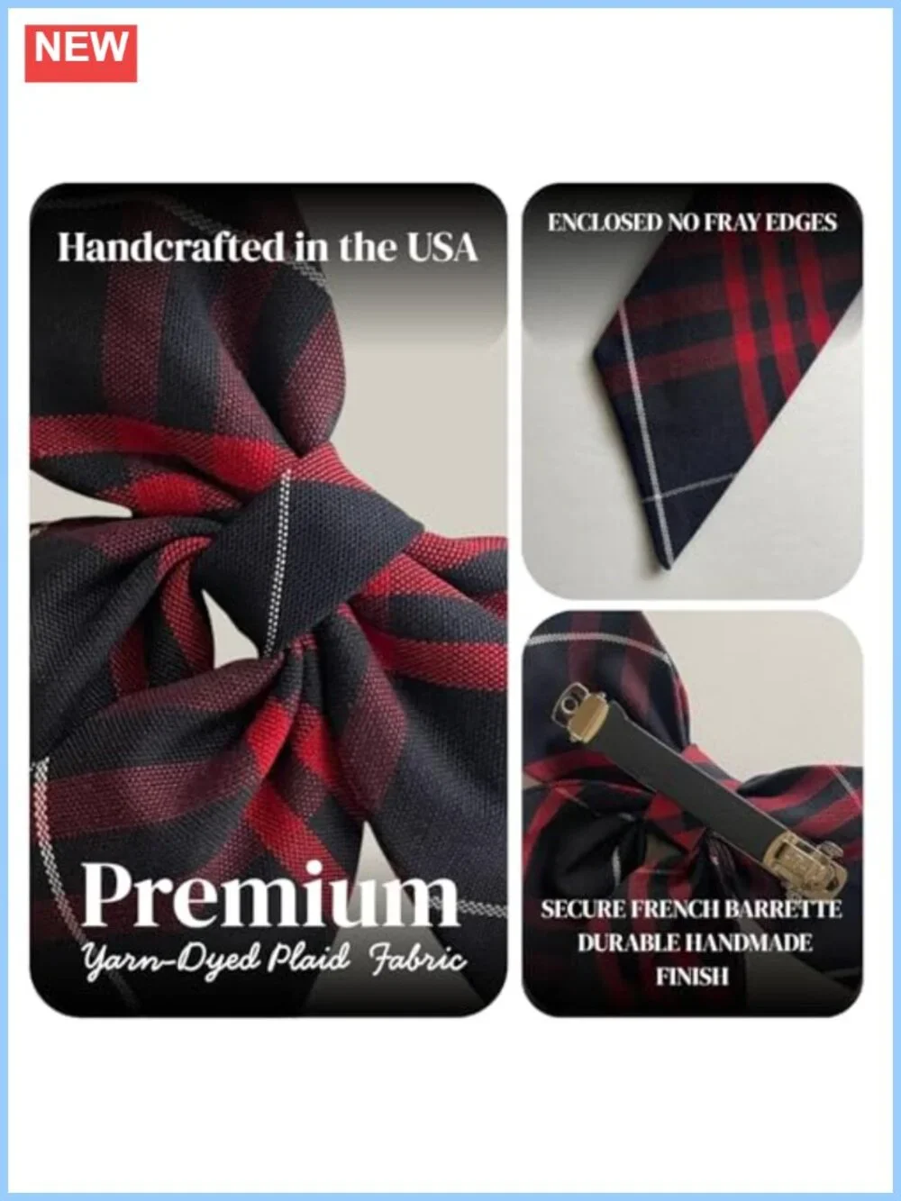 Plaid Bow Hair Set Gift for Girls with Headband and Scrunchie, School Uniform